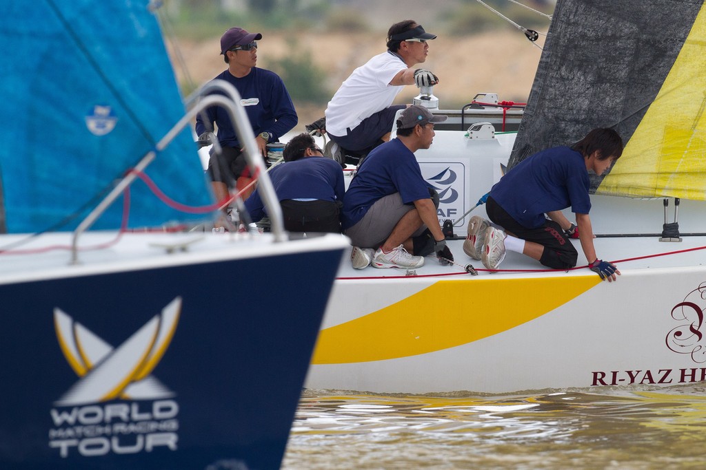 Jeremy Koo on day 2 at the Malaysian Match Racing Championships. Kuala Terengannu, Malaysia.  © Gareth Cooke - Subzero Images http://www.subzeroimages.com